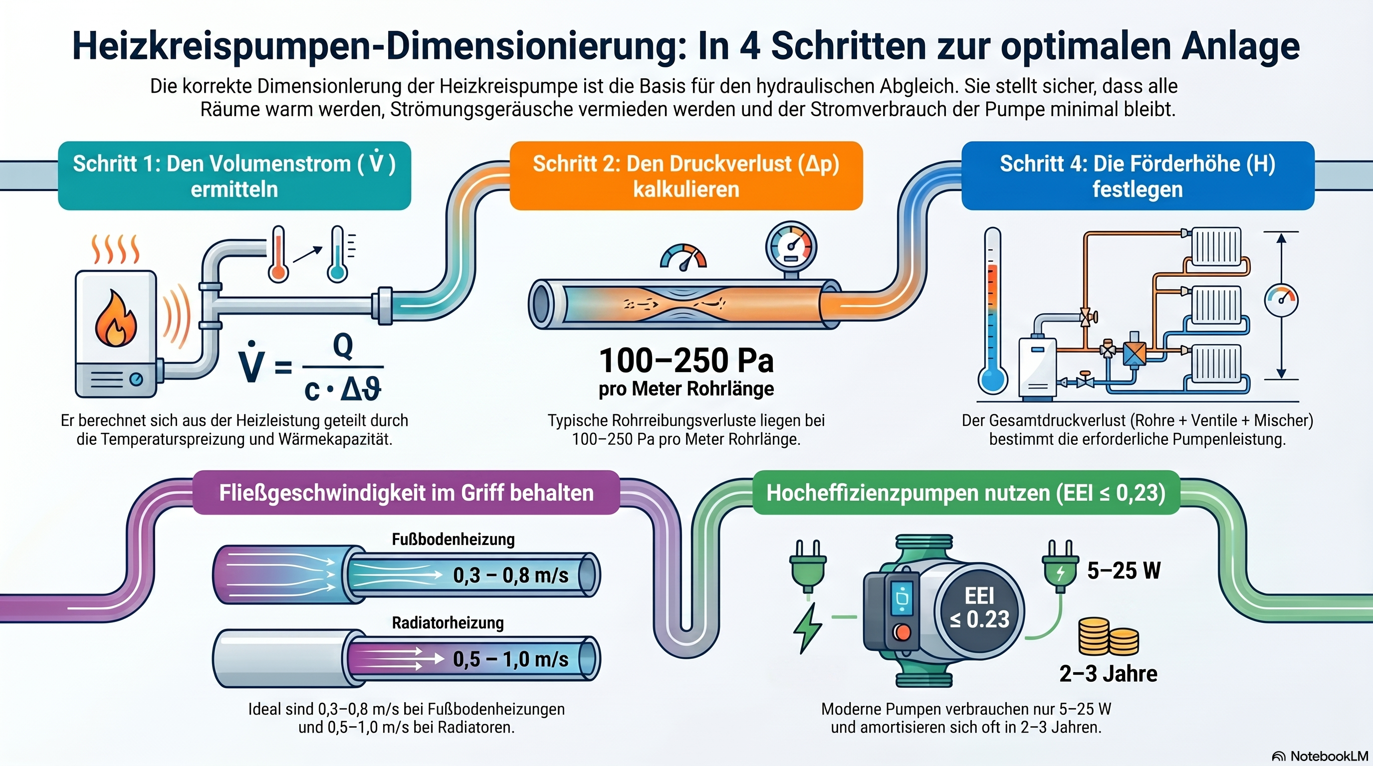 Heizkreispumpen in 4 Schritten dimensionieren