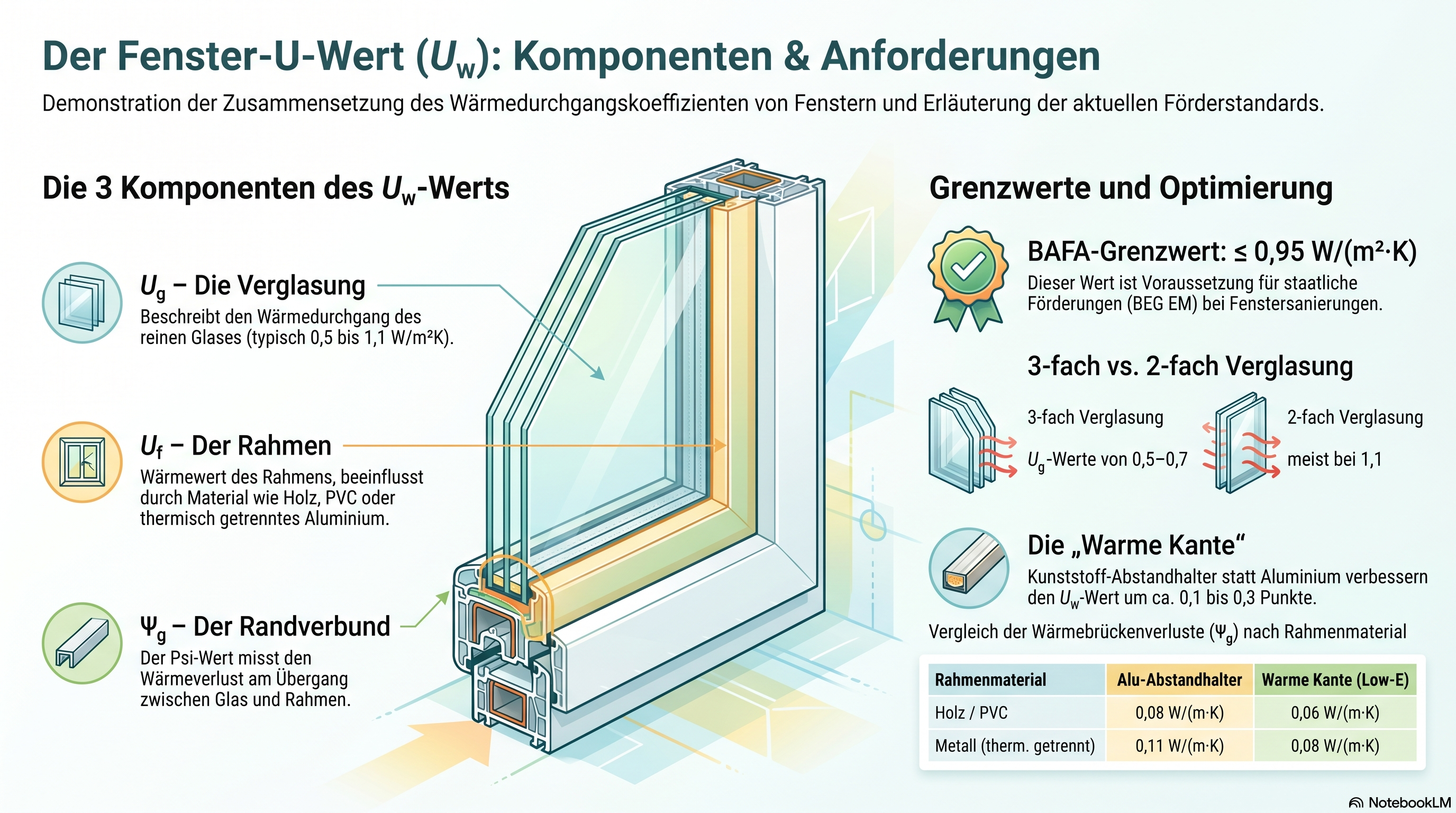 Komponenten des Fenster-U-Werts