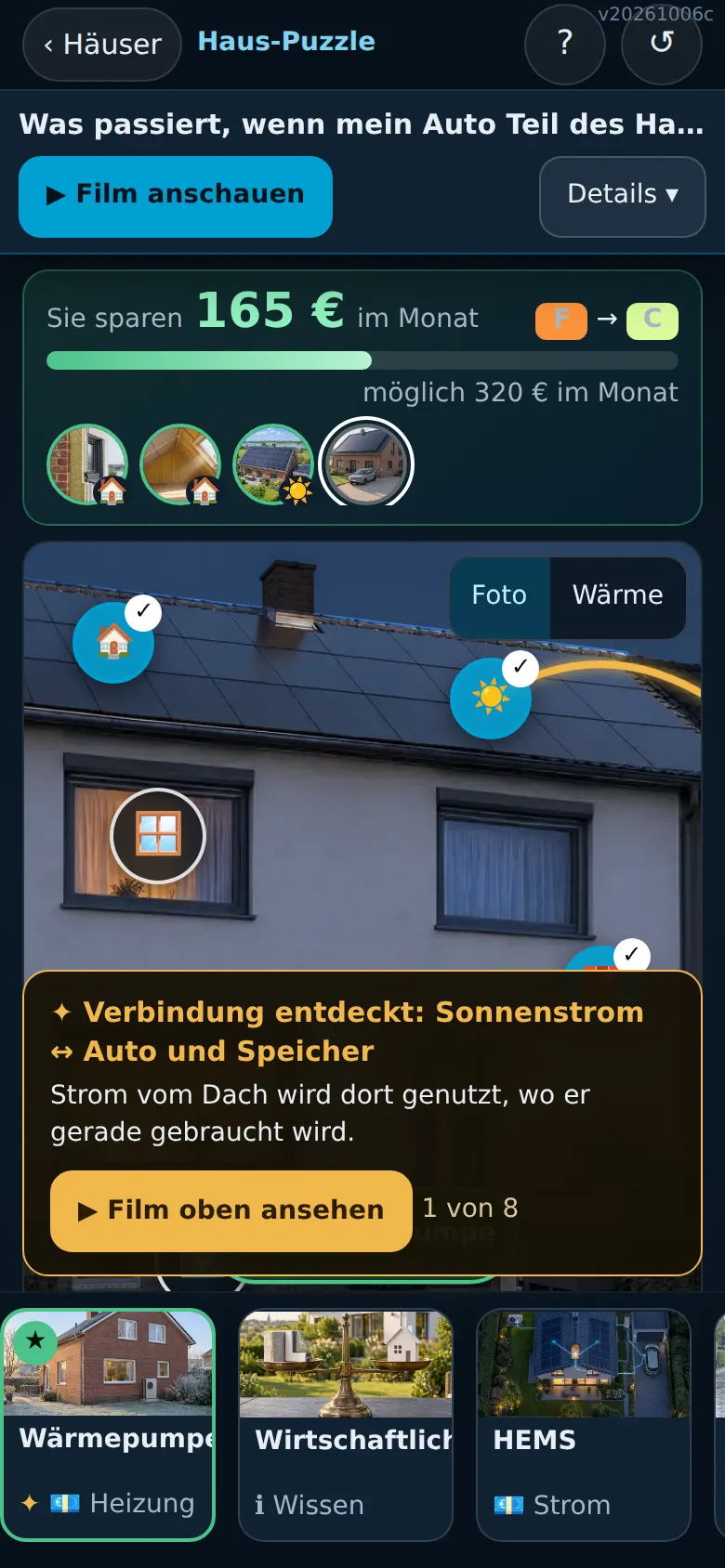 Teile sammeln: Das Haus setzt sich zusammen, die Ersparnis wächst.