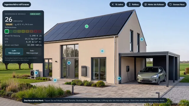 Neubau mit Satteldach, PV, Wärmepumpe und Carport